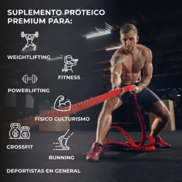 Etiqueta 2 Proteína Macfitness V1 MACFITNESS PROTEIN, Proteína de suero de leche y aislado de soya, Enriquecido con Glutamina y Arginina, Baja en carbohidratos, Presentación en polvo, 1 Kg, Rinde 33 porciones